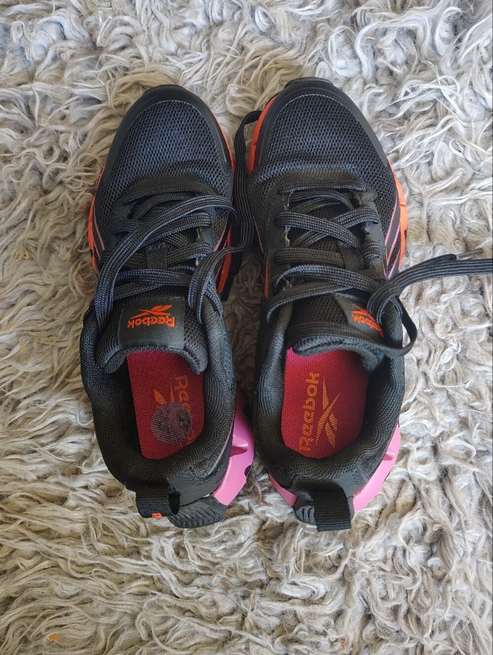 Reebok Black Athletic Sneakers with Pink Accents